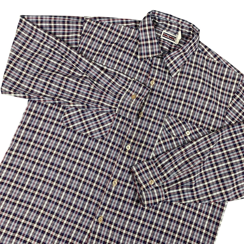 Big Mac Mens Button‎ Down Shirt Large Blue Plaid Long Sleeve Vintage Made in USA